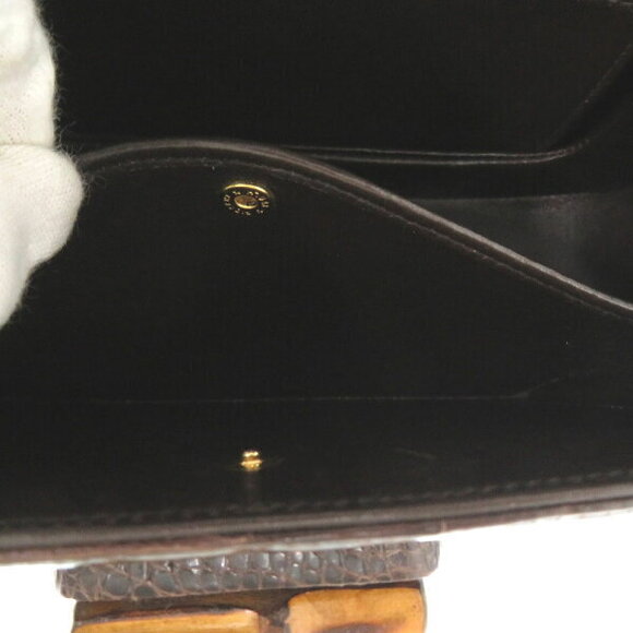Gucci Bamboo Crocodile Brown Handbag
